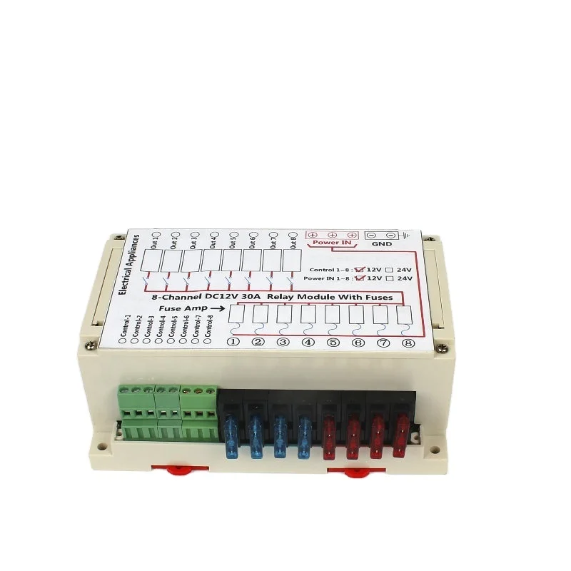 CE Certified 8 Channel 30A Relay Module DC 24v Low Protection General Purpose Caravan Camper Car RV Parts