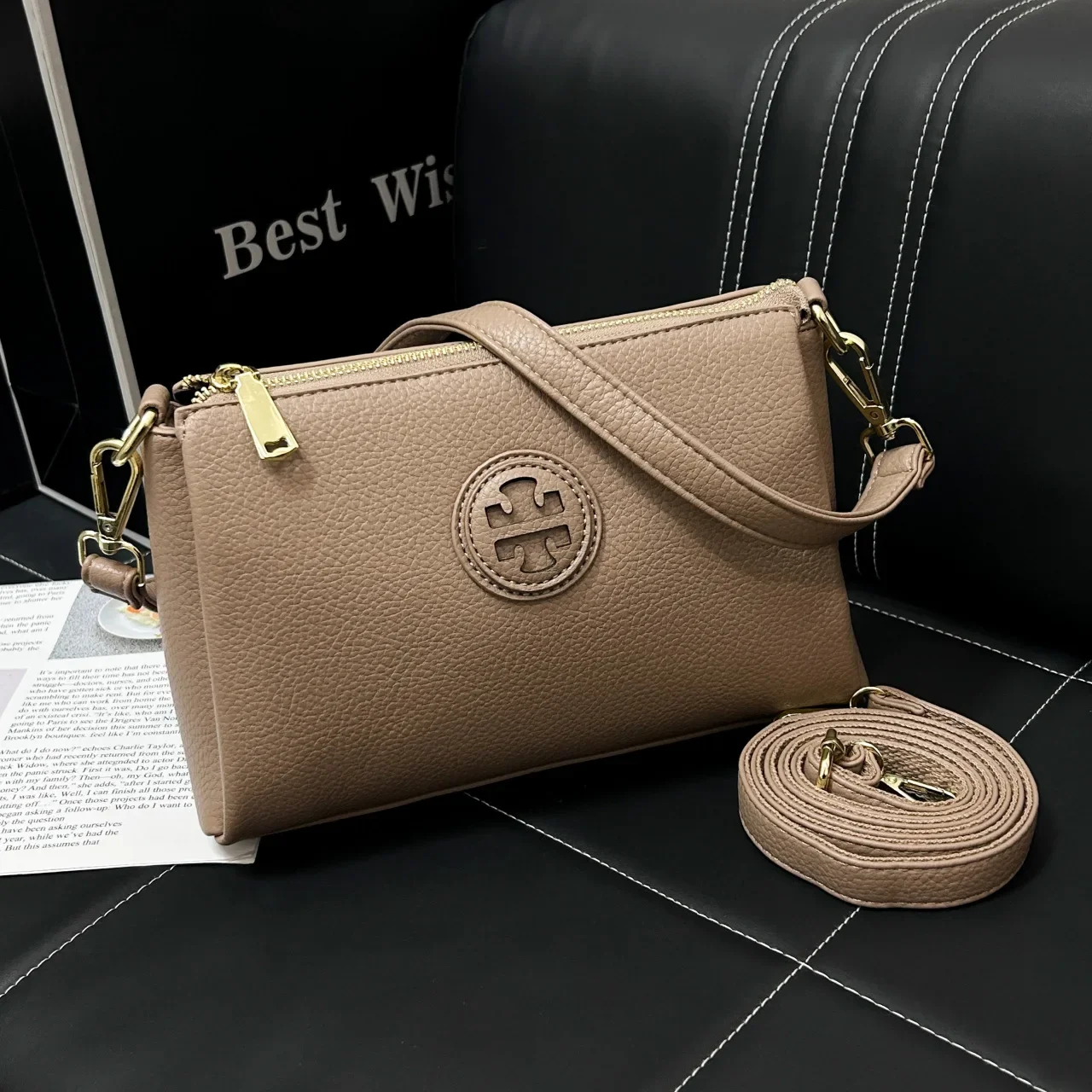 

Модная корейская однотонная сумка 2025 года — многофункциональная сумка через плечо/подмышки для ежедневных поездок на работу