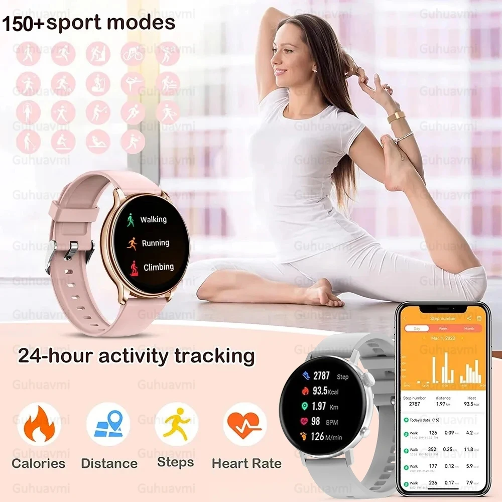 2024 New For XIAOMI IOS Fitness NFC Smart Watch Women GPS Tracker AMOLED Full Touch Screen Heart Rate Bluetooth Call Smartwatch