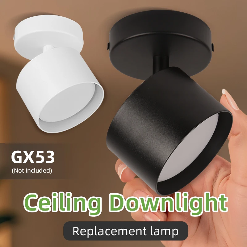 

GX53 DownLight Вращающийся прожектор Сменная лампа 3-цветный потолочный светильник с регулируемой яркостью для гостиной, кухни, спальни, коридора