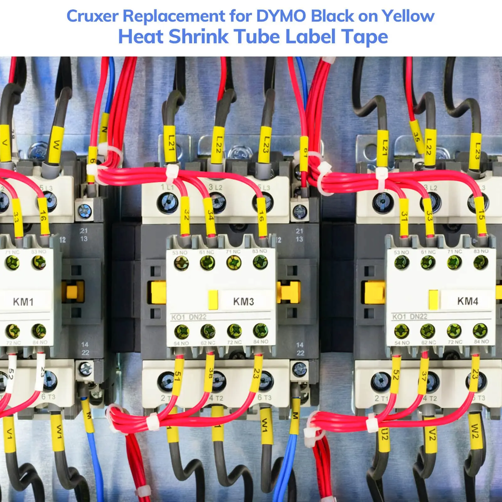 10er-Pack 3/4 Zoll Schwarz auf Gelb Etiketten Kompatibel mit Dymo 18058 4,92' Schrumpfschlauch-Etiketten für DYMO Rhion 5200 3MPL300 Drucker – Detail 7