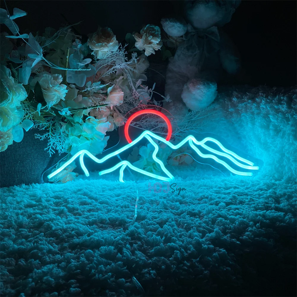 Moutain and Sun Neon Led Sign Wall Room Decor LED Neon Light USB Home Wall Bedroom Kid Room Bar Birthday Decoration Lamps Sign