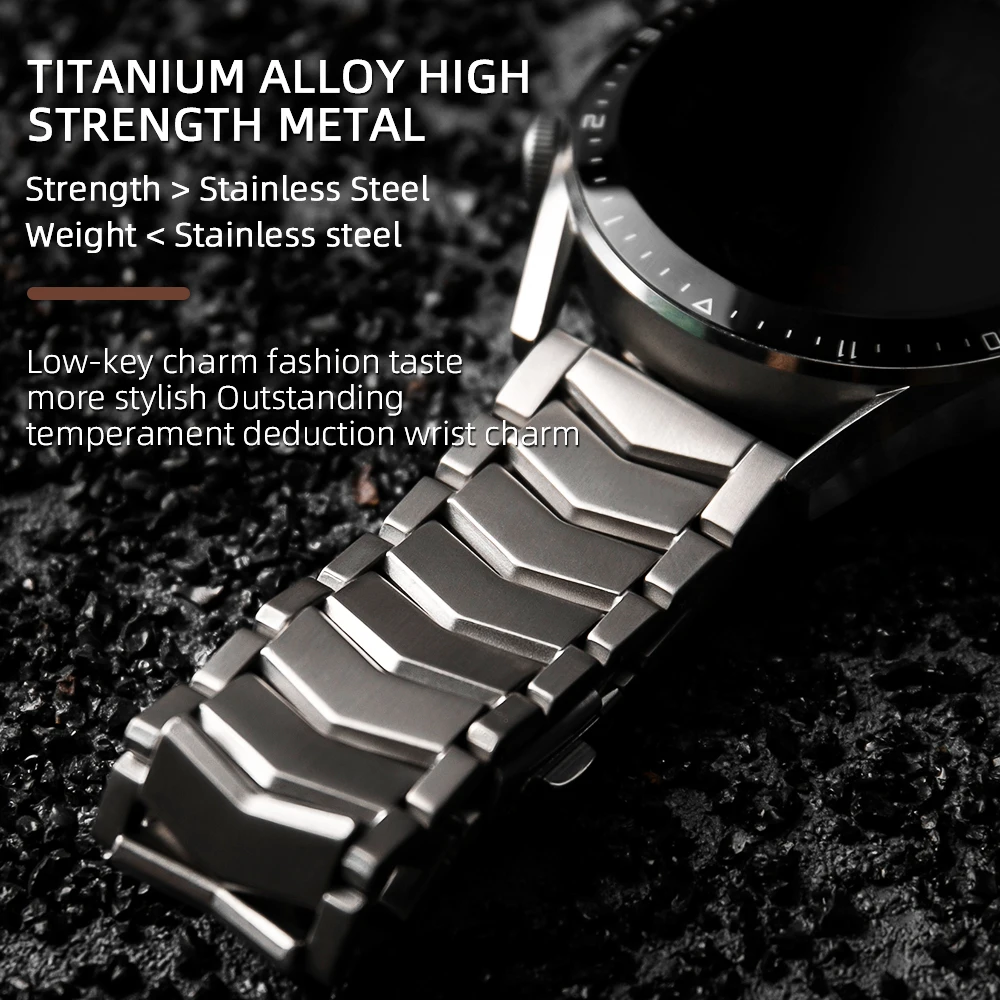 Titanium Version Strap, 20MM 22MM Folding Model, Silver Black, Fits Huawei Watch GT3 4 Quick Release Men's Bracelet