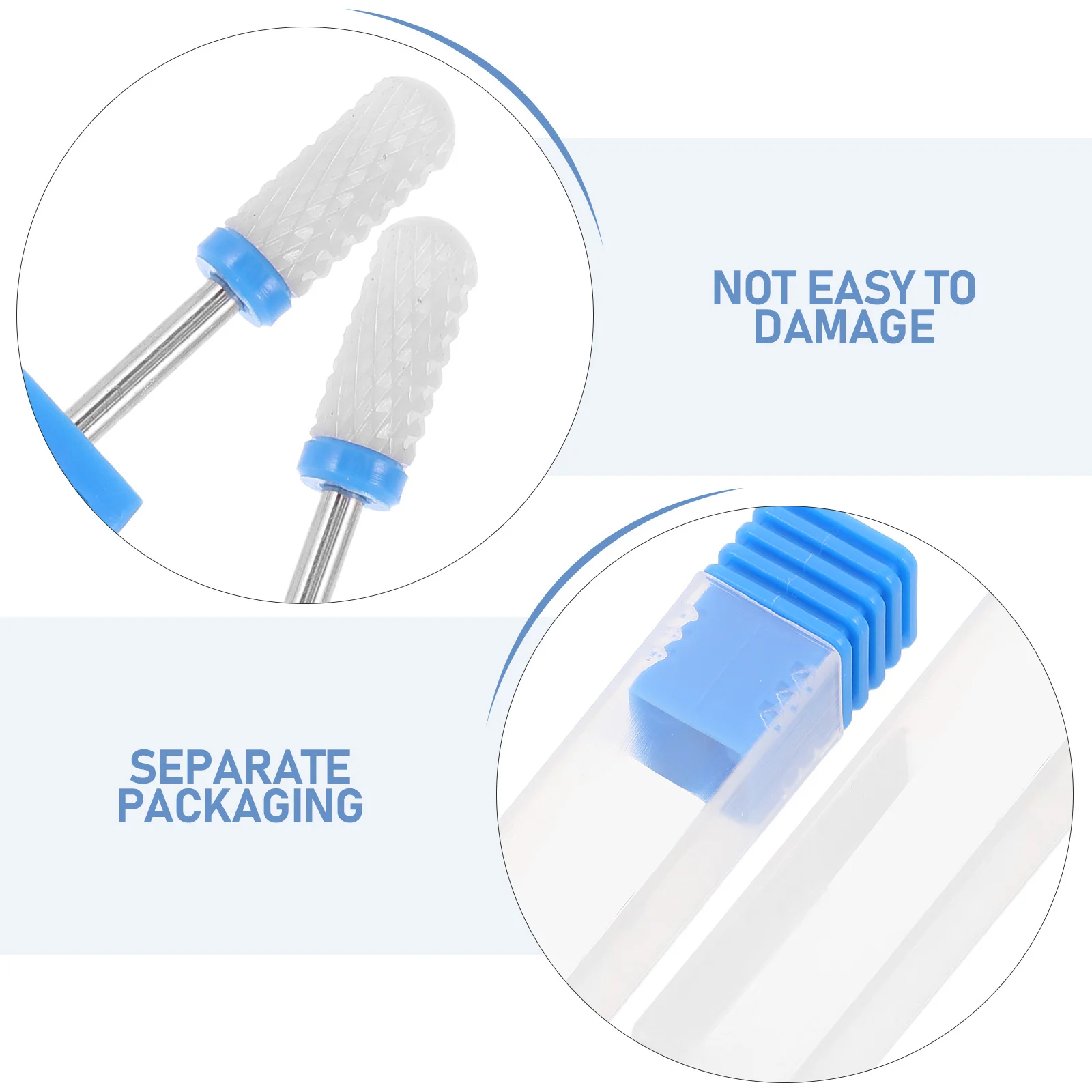 10個入りセラミックネイルドリルビットセット、ラウンドヘッド研磨ビット、アクリルディップ除去、スムーズバフ研磨、ネイルアートツール