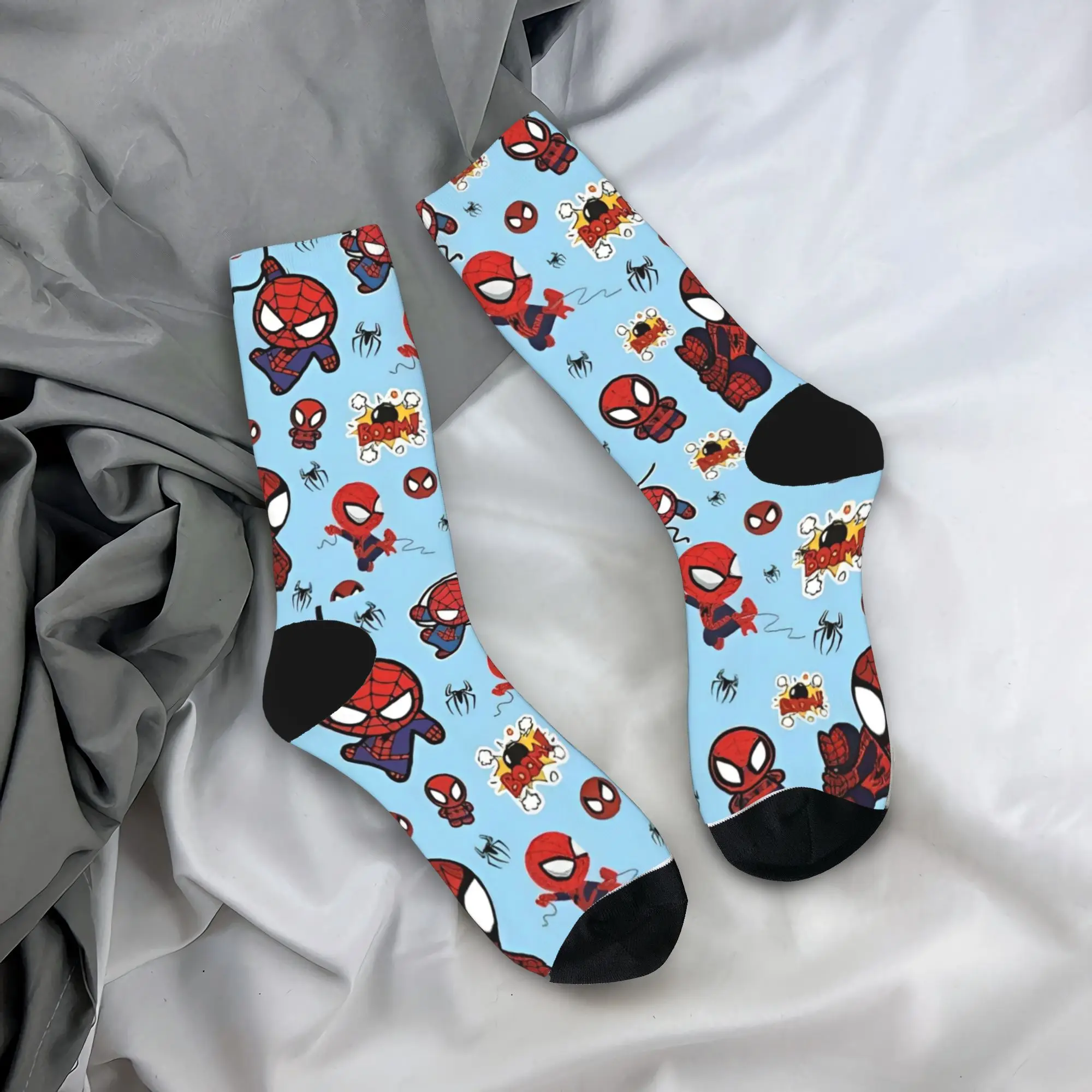 

Носки с героями Человека-паука, мужские и женские забавные носки из полиэстера, сумасшедшие носки на весну, лето, осень и зиму, средние носки-трубы, подарок