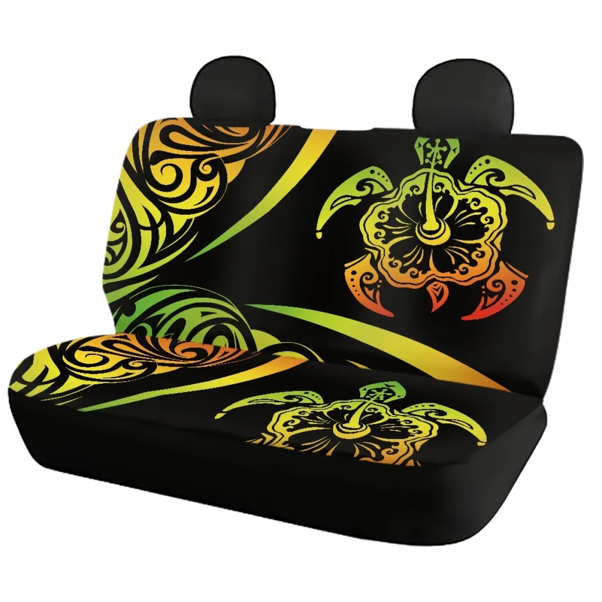 Polynesian Sea Turtle 3D Pattern Car Seat Cover Full Set Universal Fit Most of Sedan Seat Covers Slip-Resistant Easy to Install