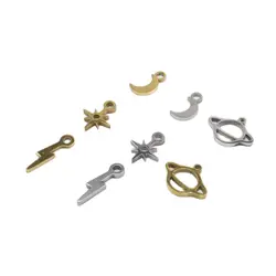 10pcs Stainless Steel Mini Shiny Moon Star Charms Pendant DIY Handcraft Waterproof Women's Fashion Jewelry Accessory