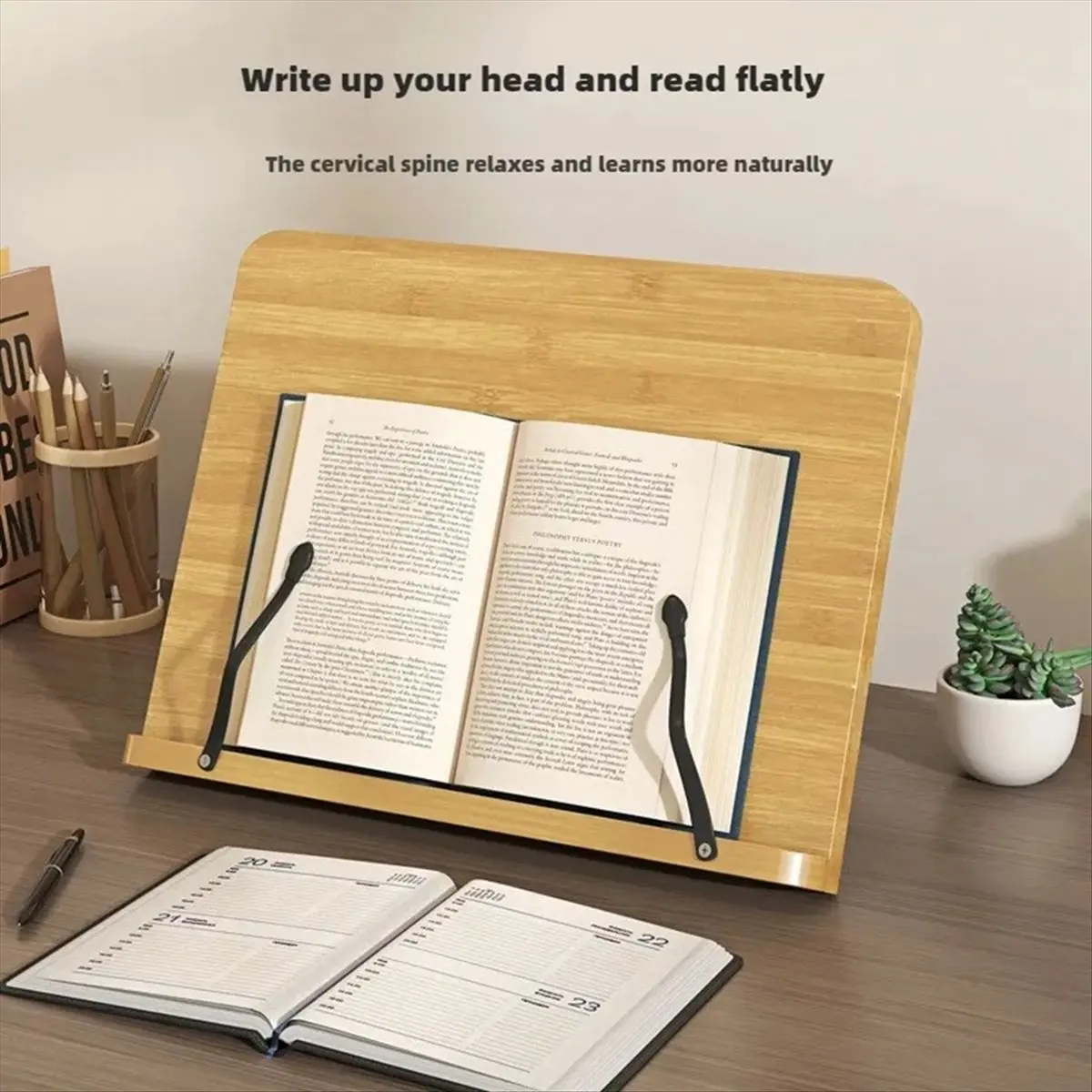 N14R Top Bamboo Bookshelf Multi-Function Reading Bookshelf Suitable for Reading Mobile Phone Sheet Music Tablet Stand