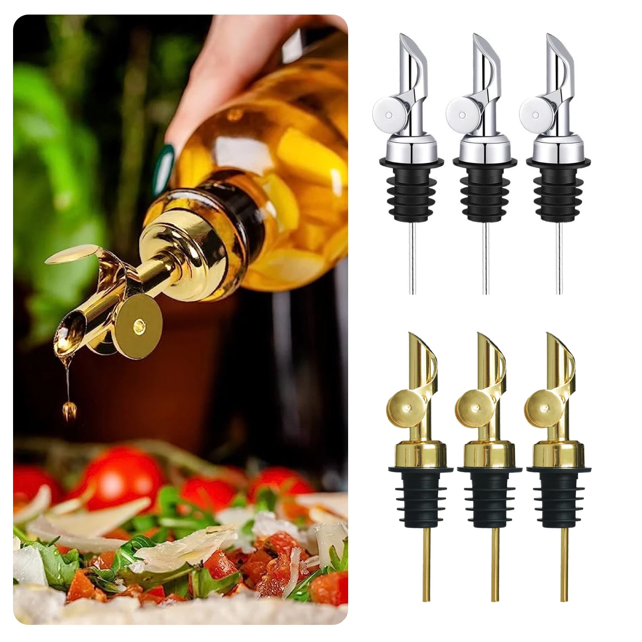 

1PCS Wine Stopper Leak-proof Oil Bottle Stopper Cap Stainless Steel Liquid Dispenser Wine Pourer Kitchen Bar Accessories