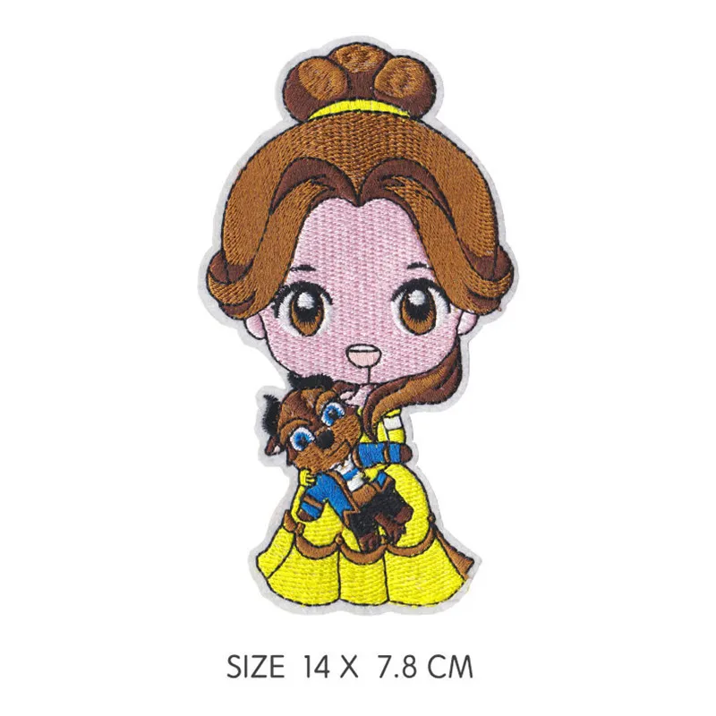 Elsa Belle Mulan Princess Embroidery Patches children women For Clothing DIY on Fabric Badge DIY Apparel Accessories