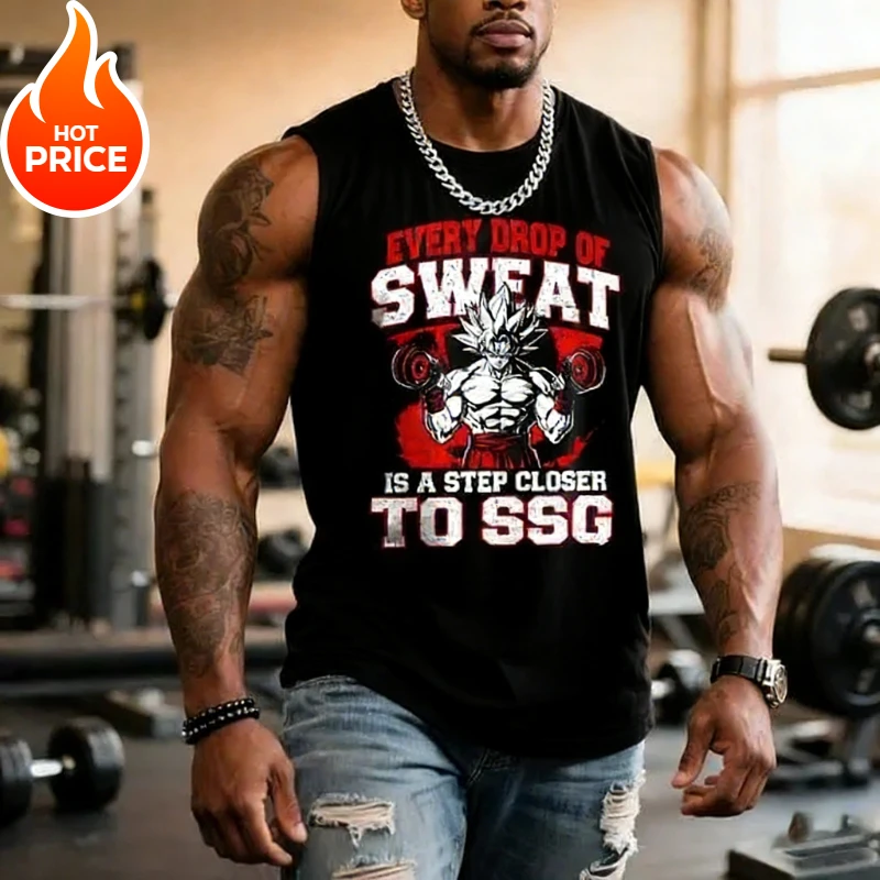 Super Saiyan Gym Vegeta Dragon Ball Harajuku 2026 Spring Summer Tank Top Fitness Casual Running Sports Sleeveless T-Shirt Y2K