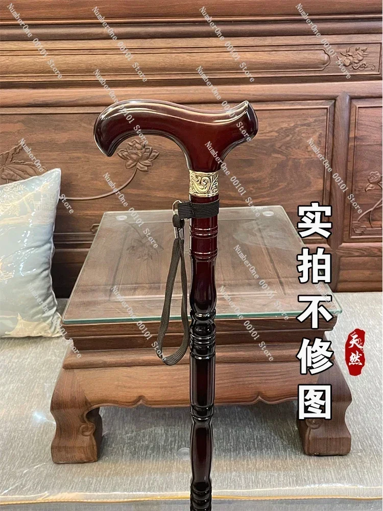 Walking Stick for the Elderly Solid Wood Walking Stick Four-Legged Non-Slip Wooden Cane Lightweight Cane Handrail Stick