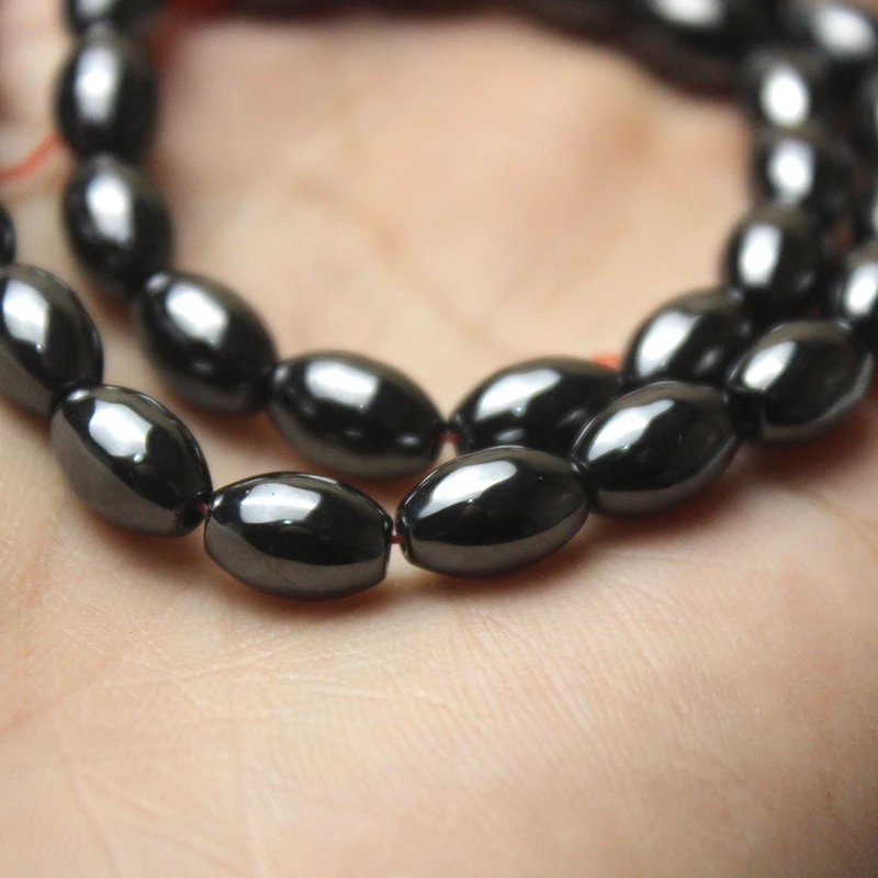 Natural Black Magnetic Hematite Rice Beads For Jewelry Making Strand 15 inch DIY Jewelry Accessorries Loose Spacer Bead Earrings