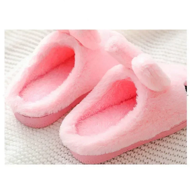 Children\'s Cotton Slippers Princess Warm Kids Winter Cute Rabbit Cartoon Indoor Furry Shoes Little Girl Soft Bottom Home Shoes