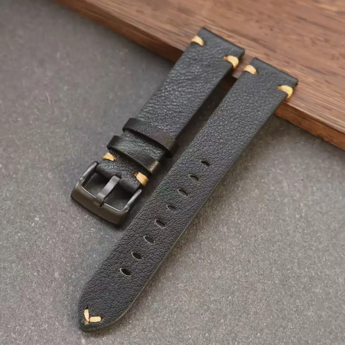 Vintage Handgefertigtes Echtleder-Uhrenarmband 18 20 22MM Antik Braun Schwarz Weiches Herren-Uhrenarmband