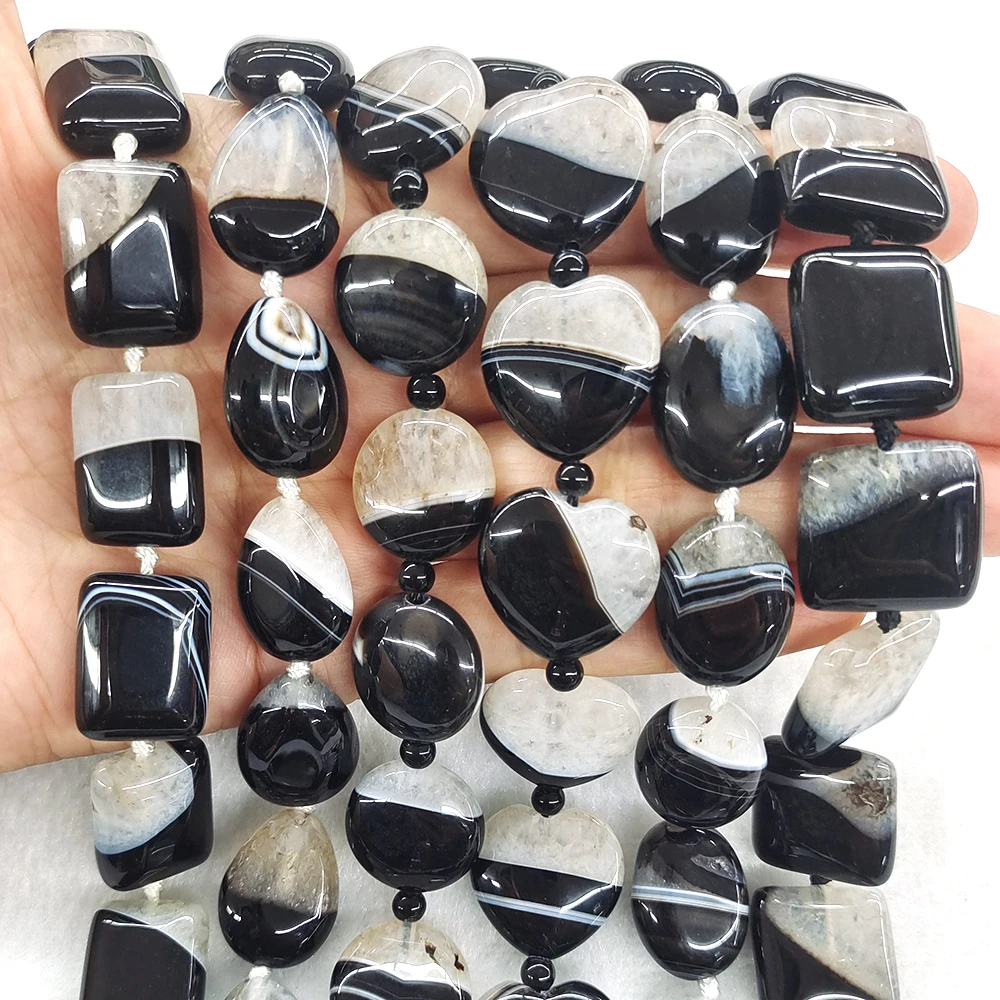 Black Uruguayan Agate Beads Natural Stones Heart Shape Gemstones Spacer Bead Healing Crystals for Jewelry Making DIY Accessories