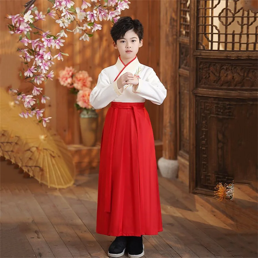 

2024 Hanfu Dress Kids Traditional Chinese Dance Costumes New Year Clothes Folk Dance Performance Christmas Dresses Boy Girl