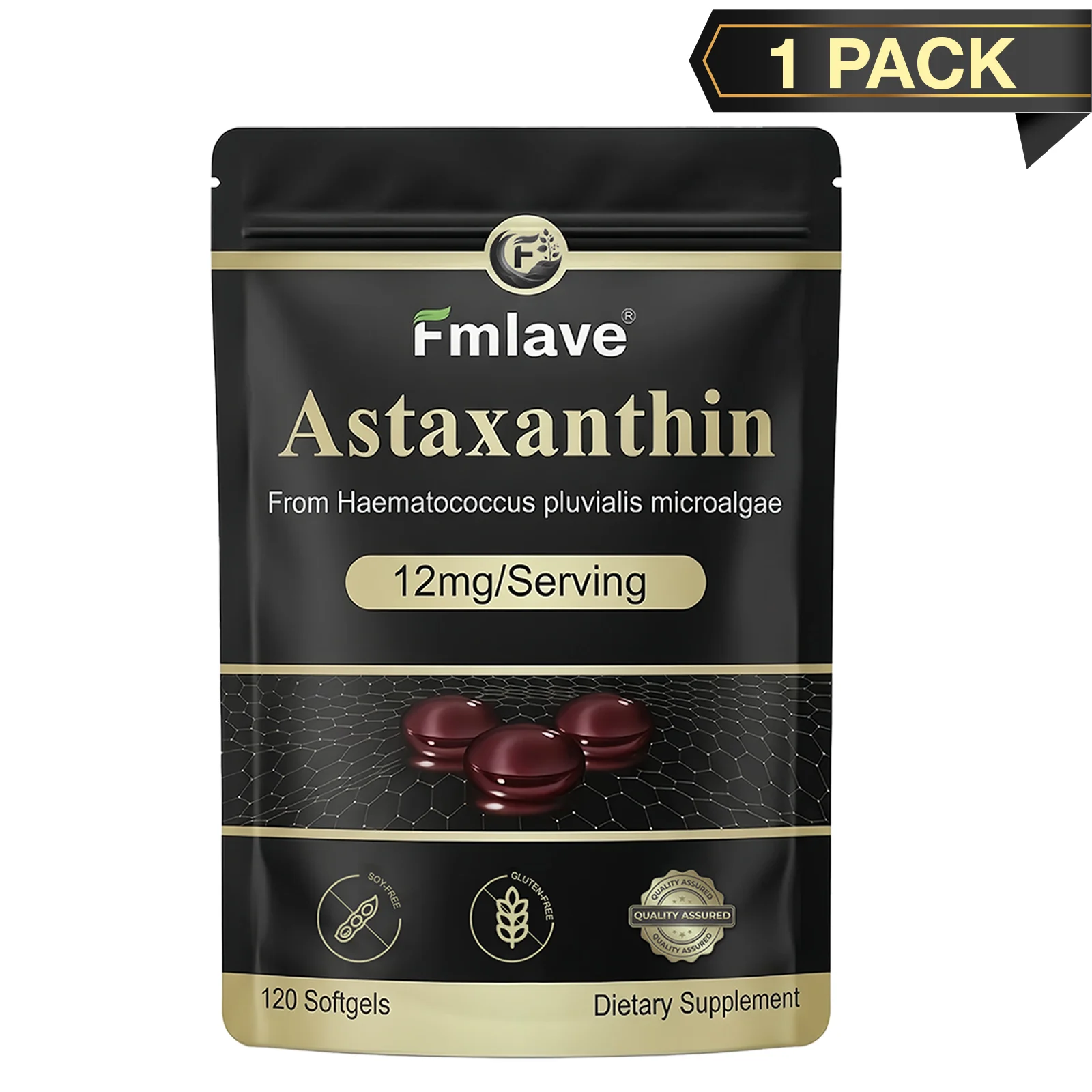 Fmlave Premium Astaxanthin 12mg, Natural Antioxidant Supplement for Eye, Joint, Skin Health,Microalgae Source, 120 Softgels