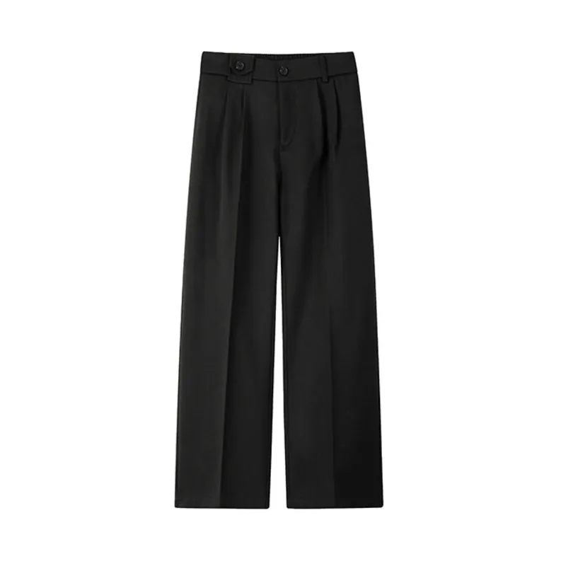 Grey Black Suit Pants Men Fashion Society Mens Dress Pants Korean Loose Casual Wide Leg Pants Mens Office Formal Trousers M-3XL