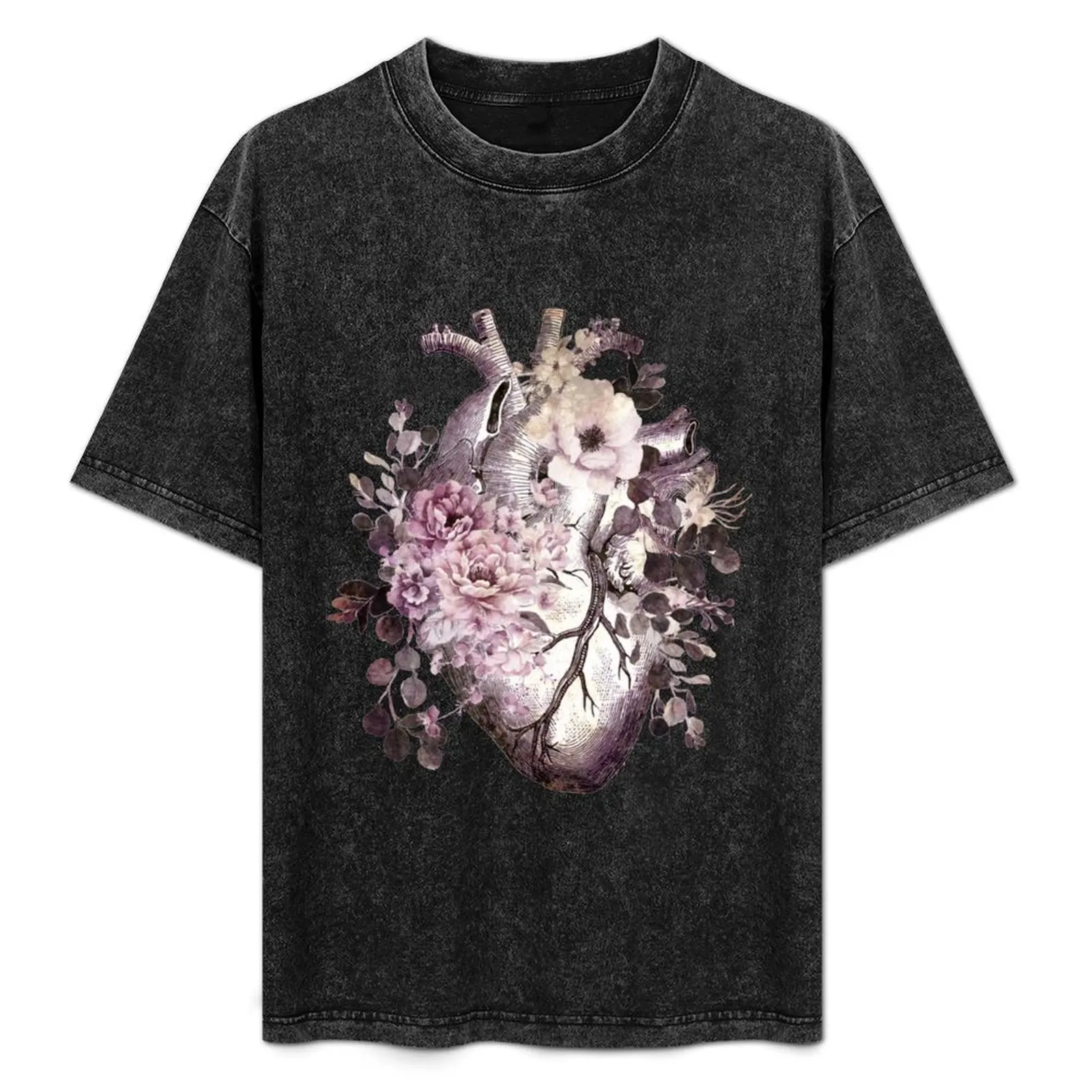 

Bloom Floral Heart Human Anatomy pink watercolor style flowers T-Shirt plus sizes oversized mens designer t shirt