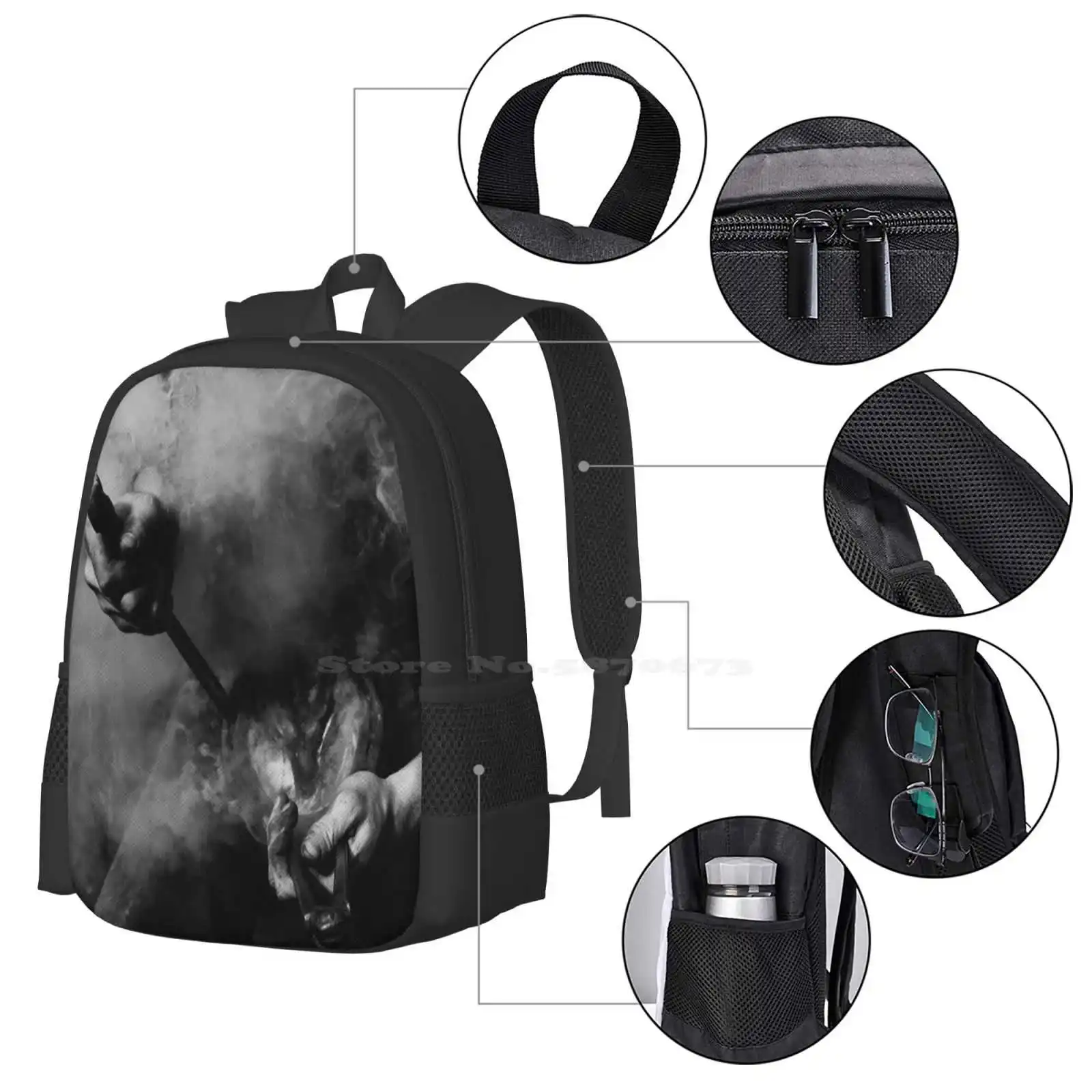 Farrier-Mochila Fashion Pattern Design, Laptop, mochila escolar, cavalo equino, sapatos, fumaça, preto, branco, mãos, Rick, ferrador, viagens