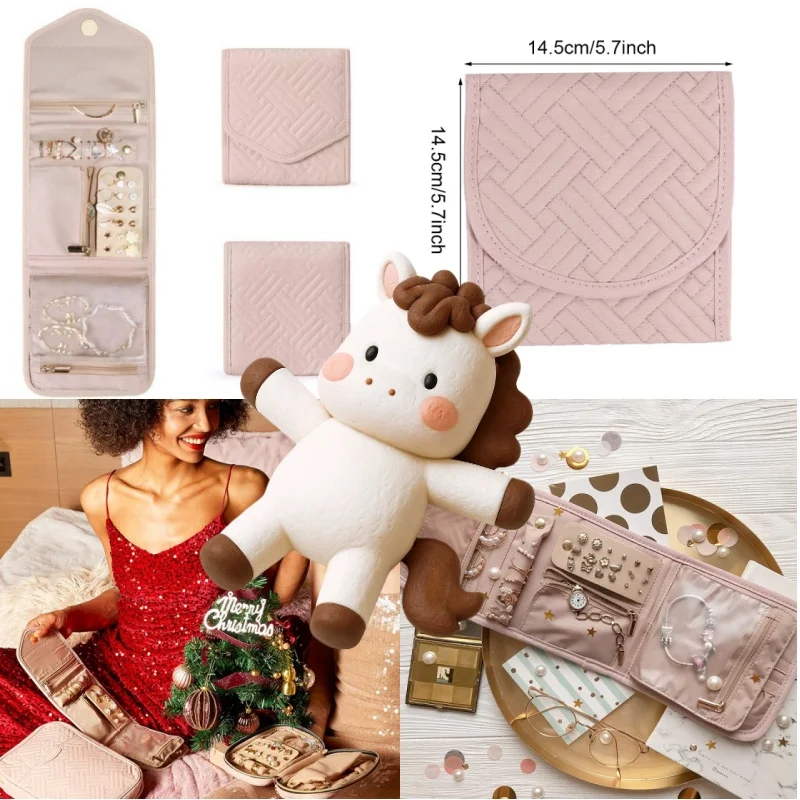 

Foldable Jewelry Bag, Portable Travel And Home Jewelry Storage Bag, Multifunctional Necklace, Earring And Accessory Bag