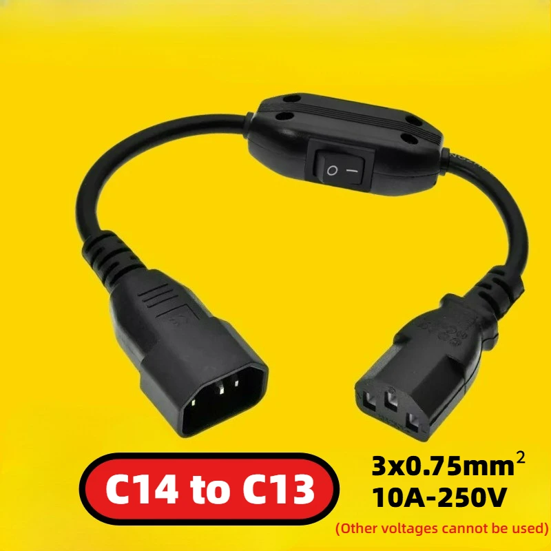 C14-C13 Extension Power Cord, IEC 320 C13 Female To C14 Male with 10A on/Off Switch Power Adapter Cable
