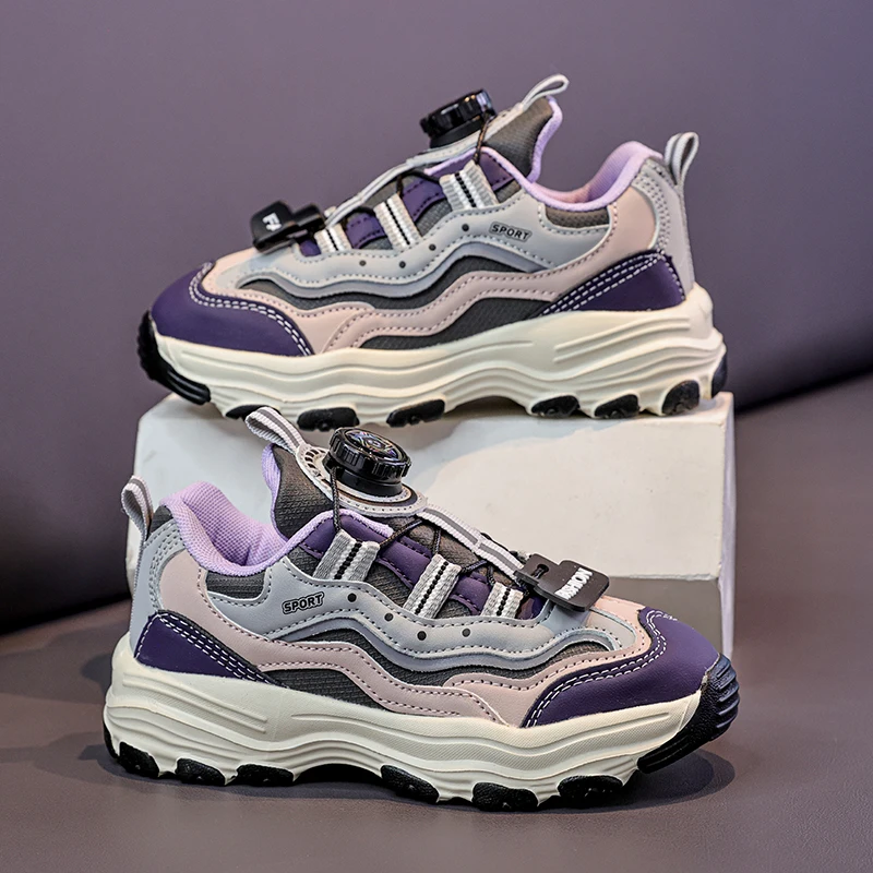 

Кроссовки классического дизайна, детские повседневные кроссовки на платформе с вращающейся пряжкой, уличная легкая спортивная обувь для мальчиков и девочек, кроссовки