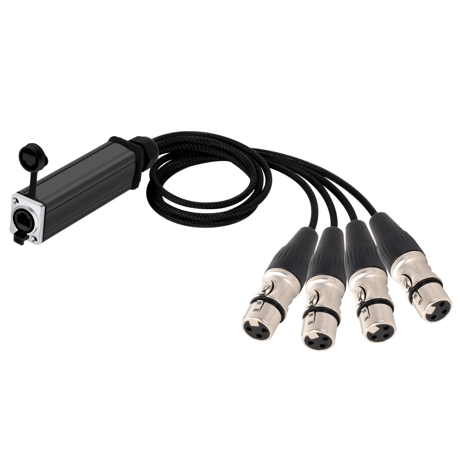 Waterproof RJ45 CAT5 Female to 4 Channel 3Pins XLR Male/Female Connector Audio Cable Splitter for Network Extension LED Stage