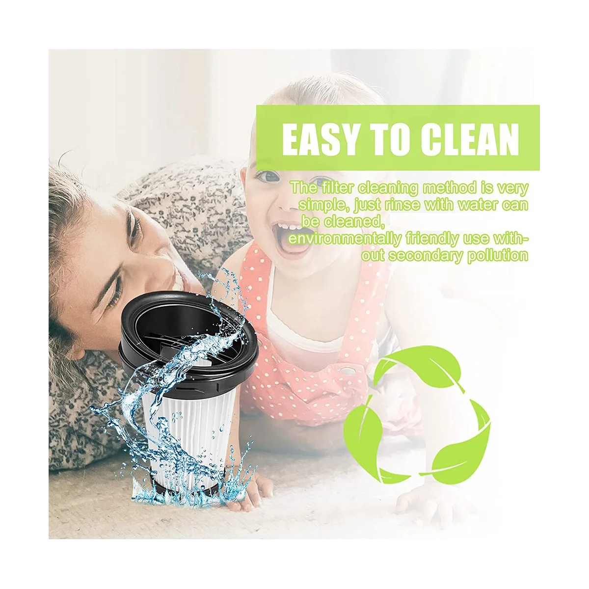 مرشحات مكنسة كهربائية محمولة مع فرشاة تنظيف ، 8 مرشحات ل Vch 9629 ، 9630 Vch 9631