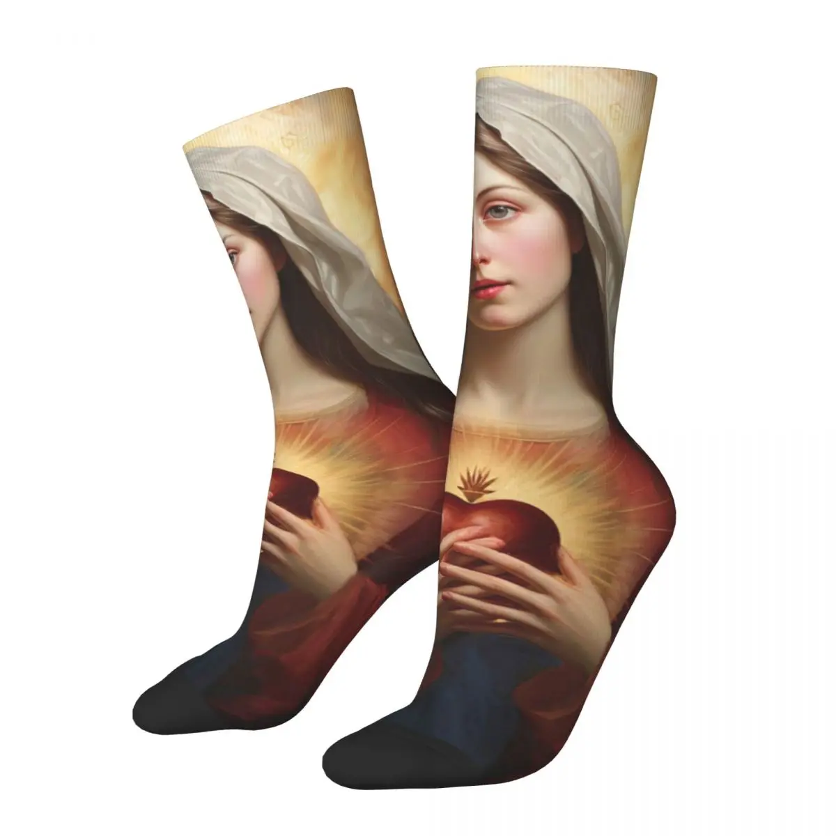 Lässige Männer Frauen makellos Herz von Mary Kleid Socken katholische heilige Kunst Mutter von Jesus Christus Merch Mittel rohr Socken warm