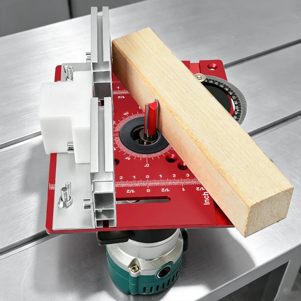 Universelle Einlegeplatte aus Aluminiumlegierung für Frästische, Klappbare Montageplatte mit Führungsschiene für Holzbearbeitung, DIY-Schreinerarbeiten – Detail 2