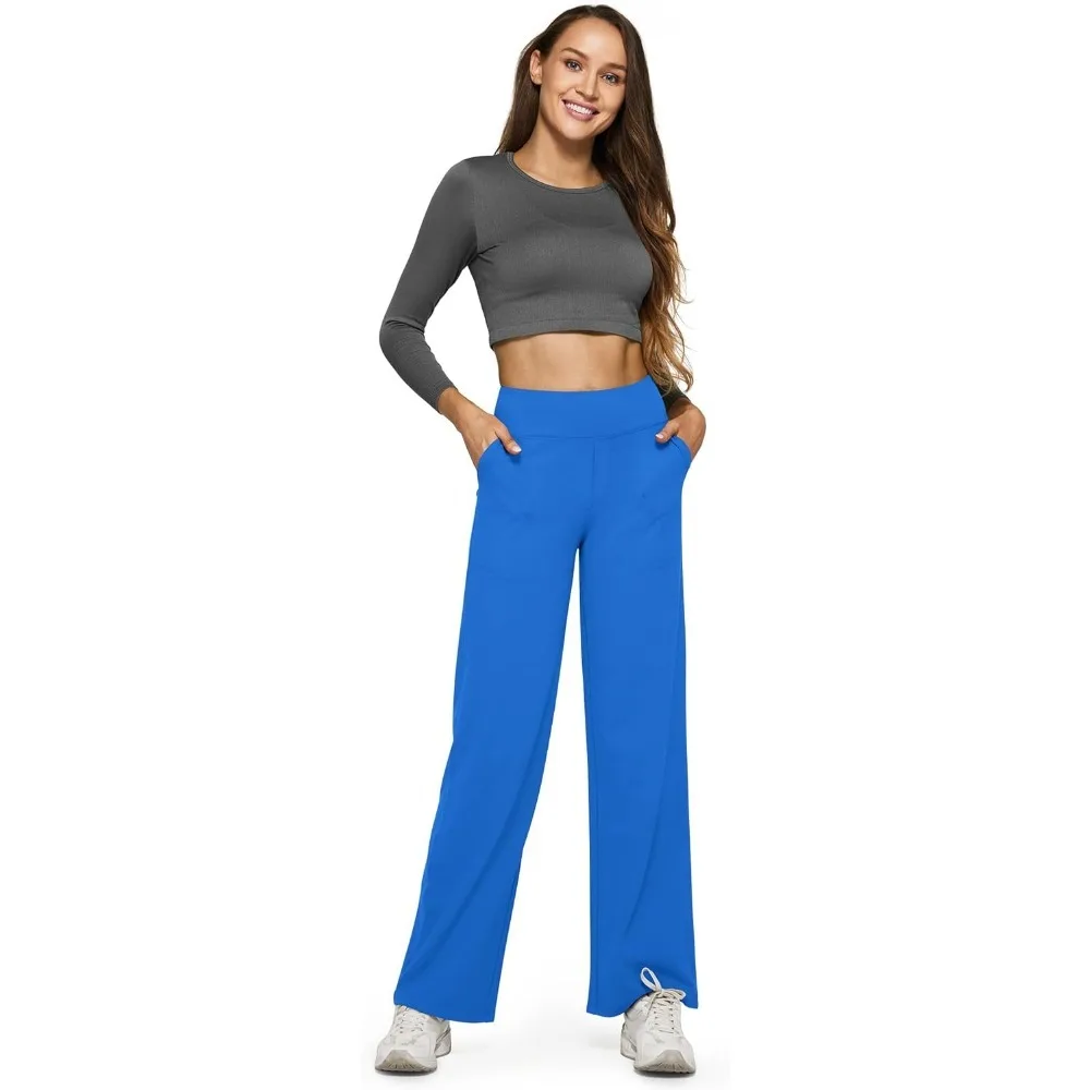 

Yoga Pants Women Wide Leg Pants with Pockets High Waist Stretch Dress Casual Sweatpants Regular/Tall
