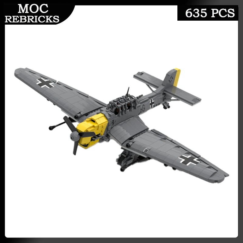 WW II German Air Force Military Weapons Junkers Ju 87 Bombers MOC Building Block Aircraft Toys Educational Model Bricks Boy Gift