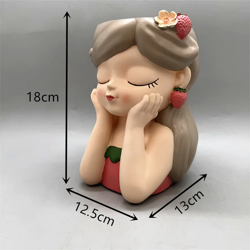 2025 Colorful Fruit Girl Flower Pot Silicone Mold Flip Gypsum Resin Concrete Crystal Dropping Tool DIY Handmade Ornament