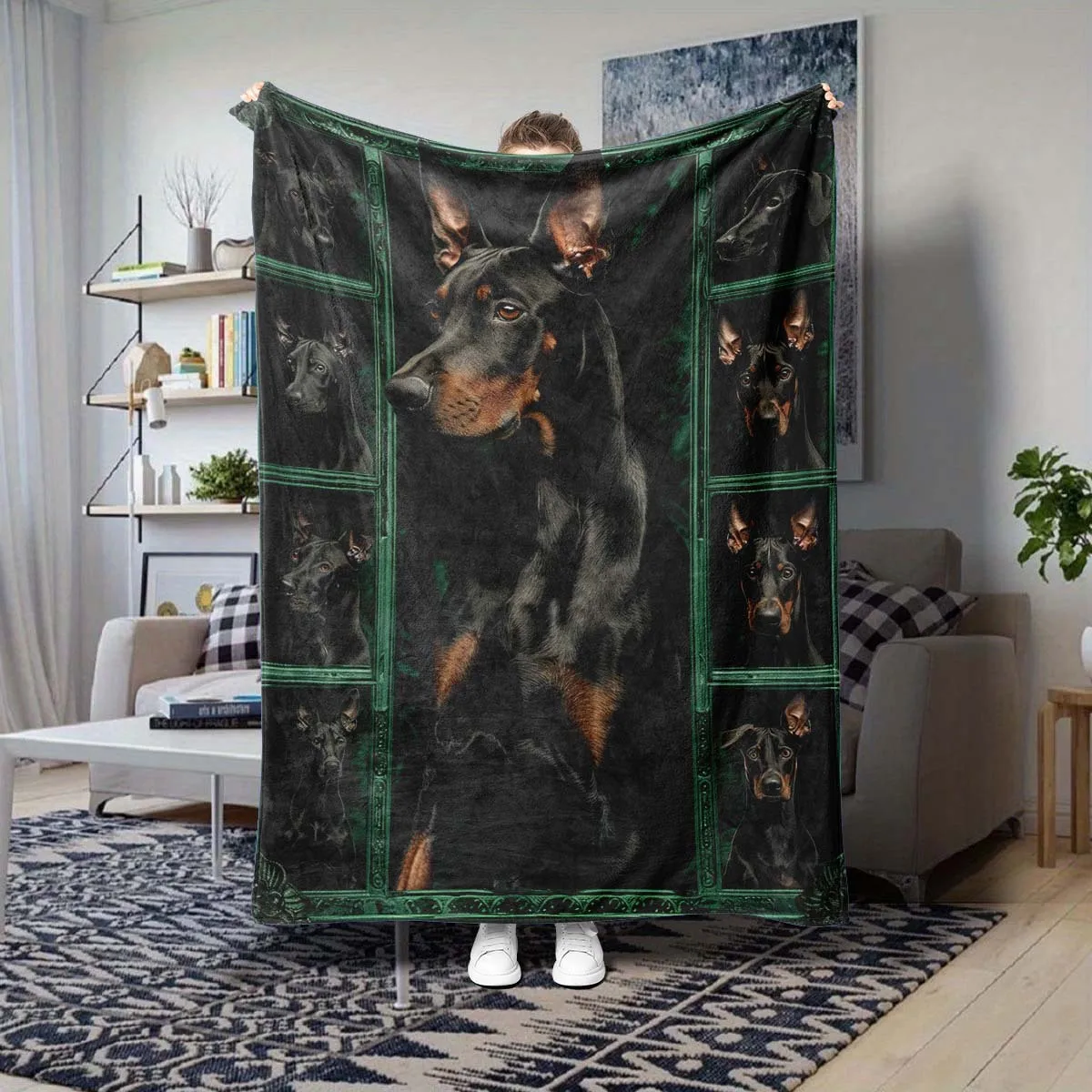 Personalized Dog Portrait Throw Blanket Photo Gift Pet Lover Plush Home Decor Cozy Keepsake for Canine Family