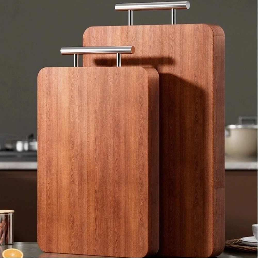 

Противоскользящая деревянная разделочная доска с вешалками из нержавеющей стали, двусторонняя доска для мясного сыра, устойчивая к плесени толстая разделочная доска