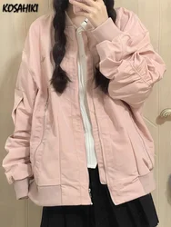 Pink Sweet Y2k Aesthetic Patchwork Spring Coat Women InsTrendy Premium Fairy Tops 2024 Japanese Harajuku Loose Baseball Jacket