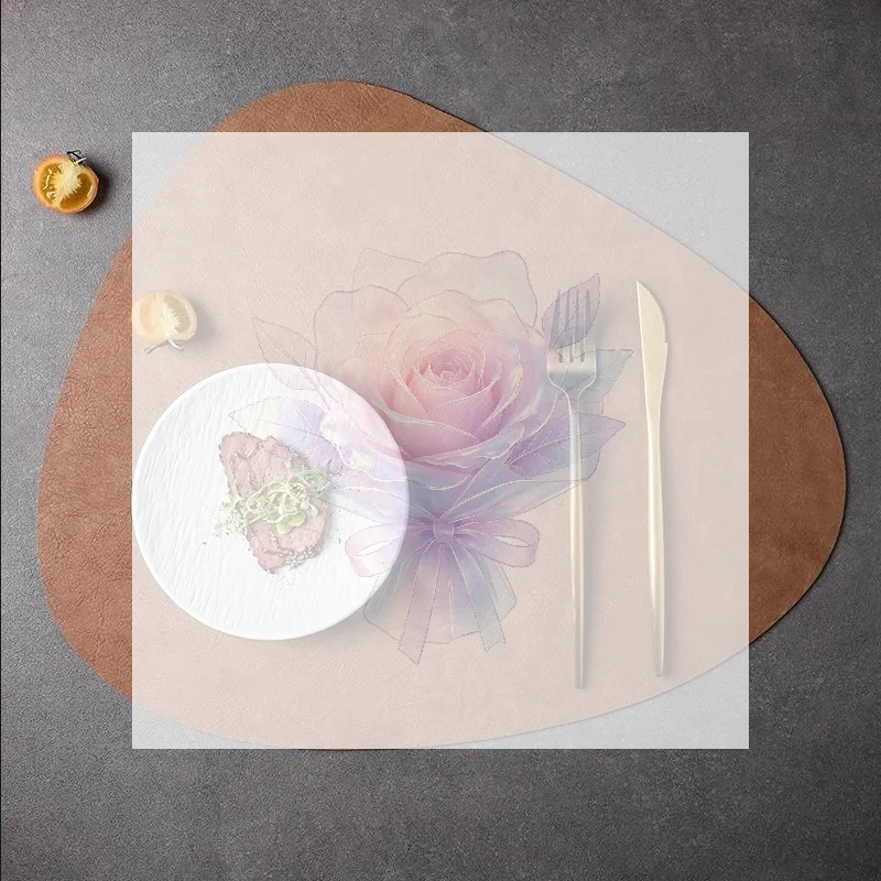 Irregular PU Leather Table Mat and Coaster Waterproof Oil Proof Fashion Tableware Pad for Dinner Table
