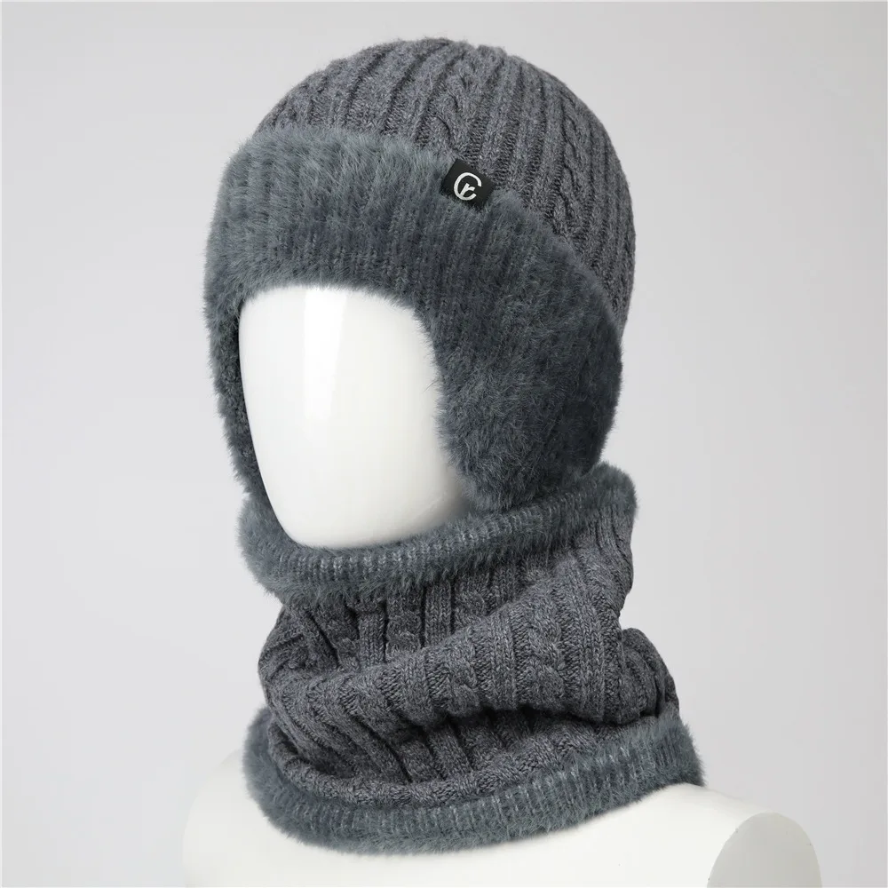 Old man hat female winter grandmother mother warm wool hat winter in the elderly father hat male ear protector