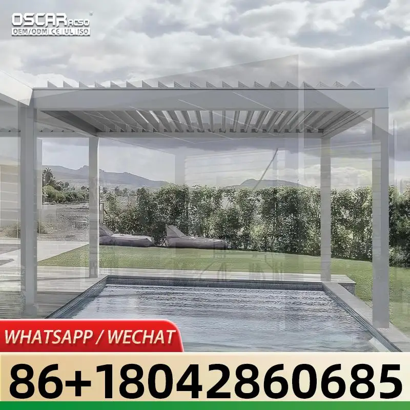 Bioclimatic Motorized Aluminium Louver Structure: For Patio Balcony With Adjustable Louvers And Weather Resistant Design pergola