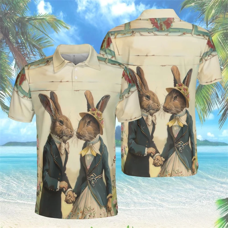 Cartoon Cute Bunny Graphic Women Short Sleeve Kawaii Rabbit Egg Polo Shirts For Men Clothes Kawaii Eggs POLO Shirt Easter Gifts