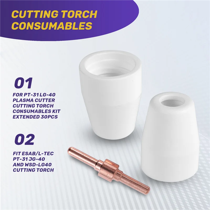 

ABUF-For PT-31 -40 Plasma Cutter Cutting Torch Consumables KIT Extended 30Pcs