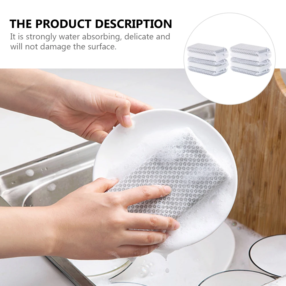 

10pcs Cleaning Sponge Kitchen Pad Reusable Soft Scouring Cloth Absorbent Water Pads Scrub Dishes Bowls Pots Pans