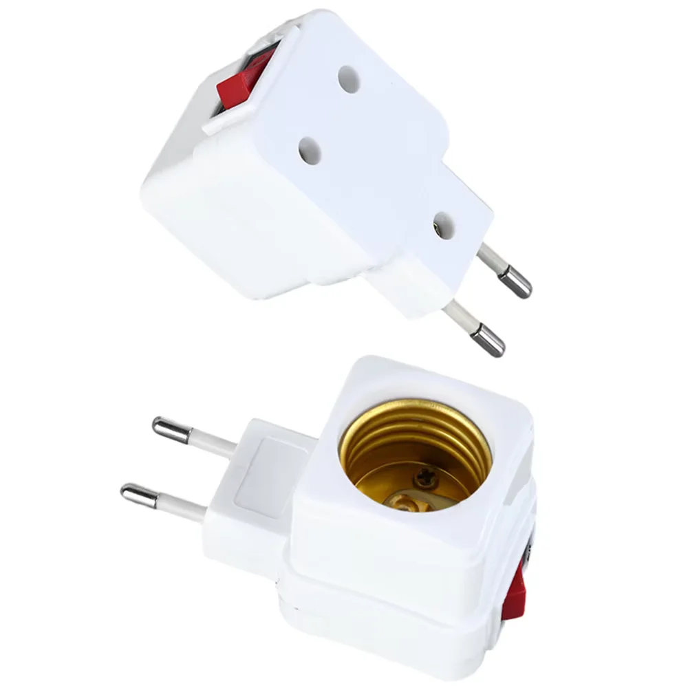 1Pcs Lamp Base Light Lamp Bulb Socket Base Holder E27 LED EU/US Plug Adapter ON/OFF Switch White Light Socket Light Adapter Plug