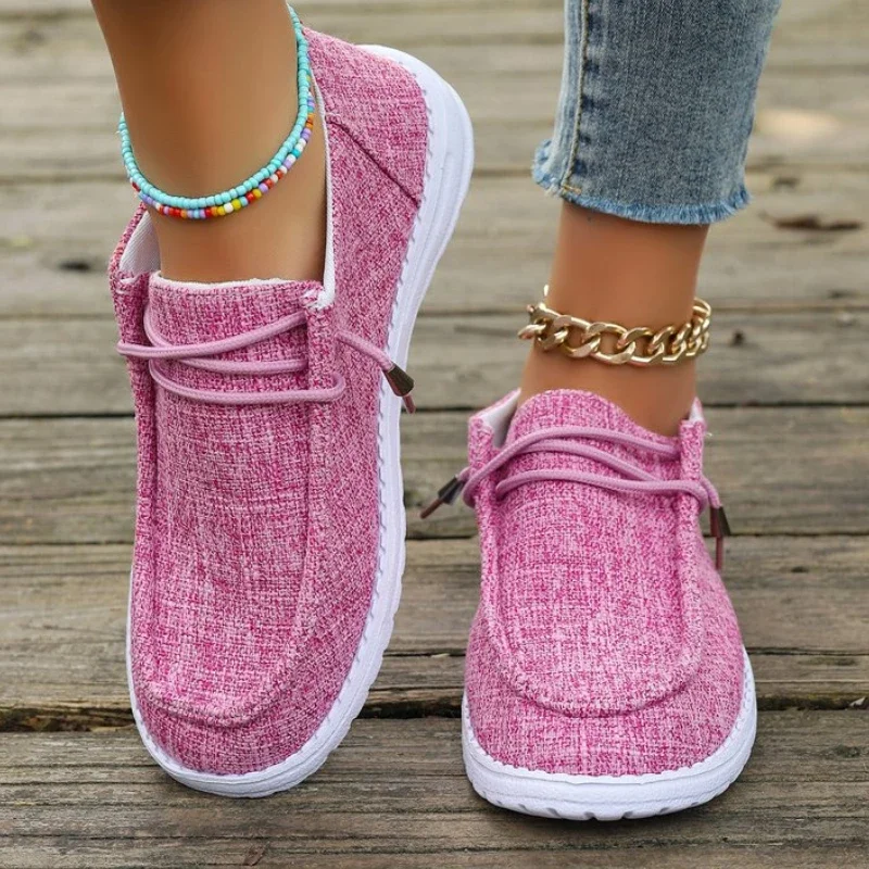 2024 Autumn New Women Casual Comfortable Flat Shoes Women Solid Lace-up Loafers Women Fashion Sports Shoes Zapatos De Mujer