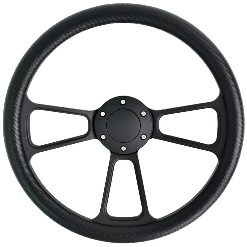 Universal 14 Inch 350mm Vintage Black Microfiber Leather Retro Sports Car Steering Wheel Auto Interior Accessories