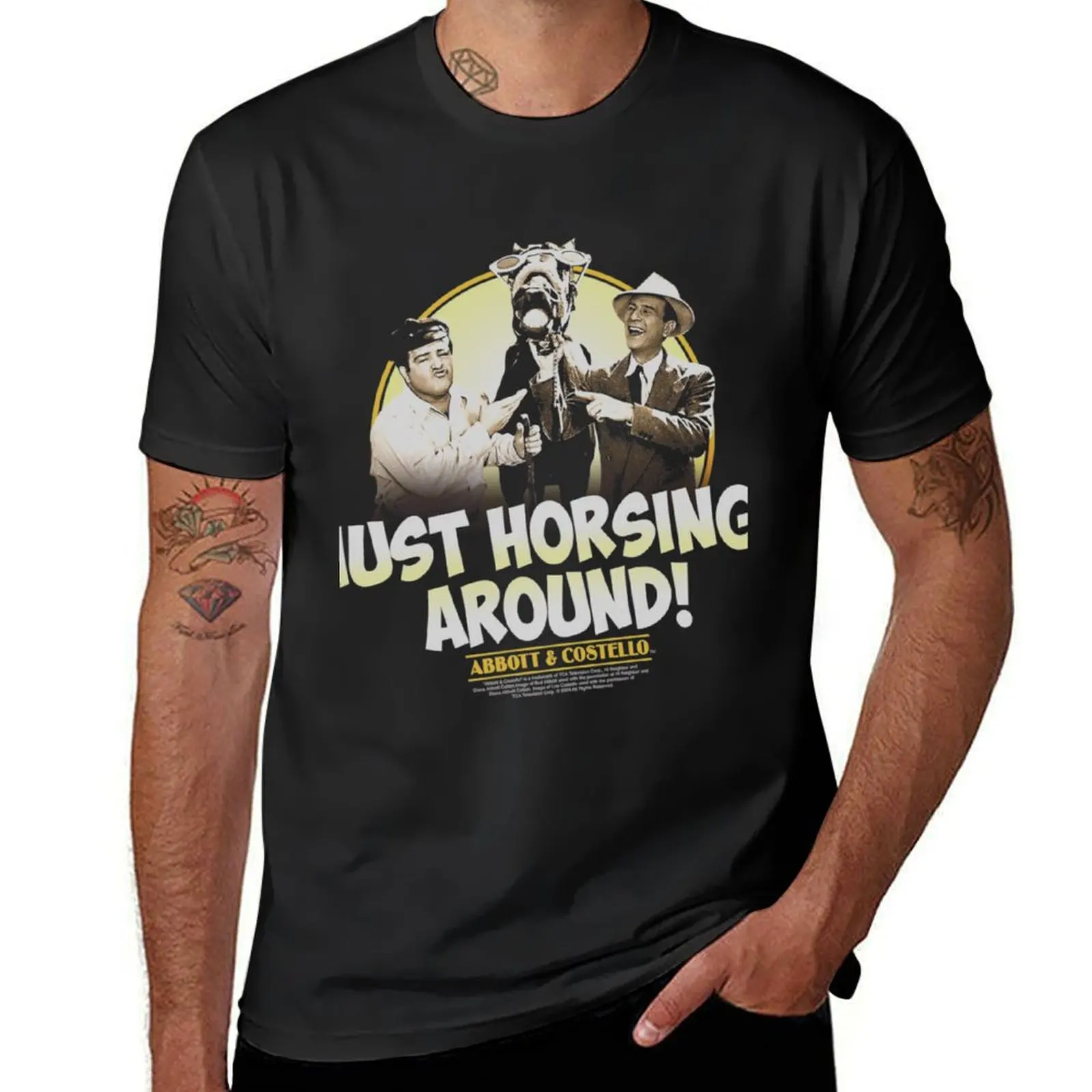 ABBOTT AND COSTELLO HORSING AROUND T-Shirt tees for a boy Short sleeve tee Short sleeve tee men