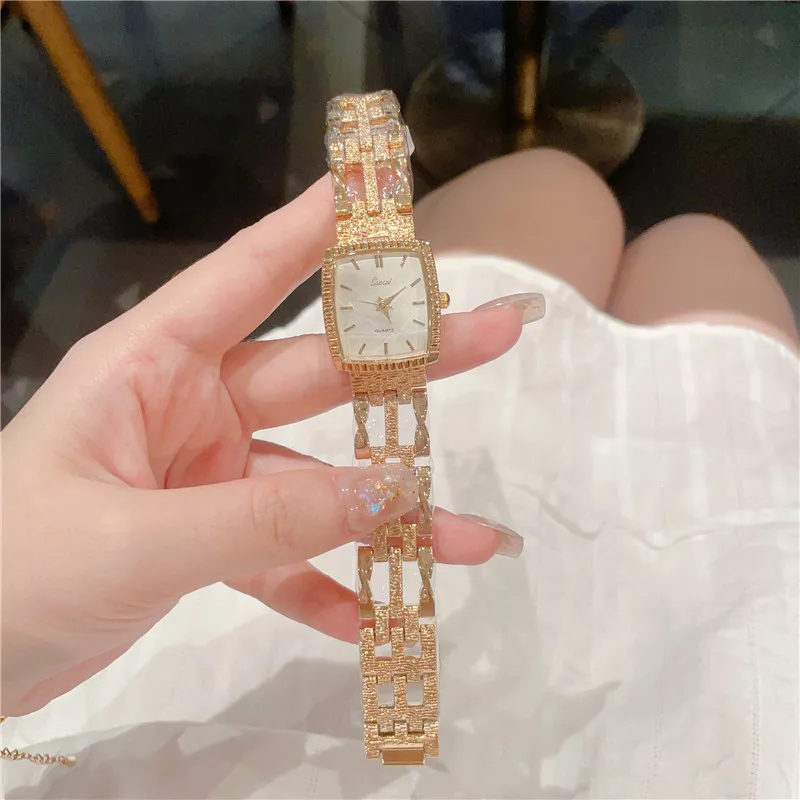 럭셔리 여성 시계 패션 심플 스퀘어 쿼츠 시계, 캐주얼 여성 시계, 녹색 합금 시계, Relogio Feminino A252