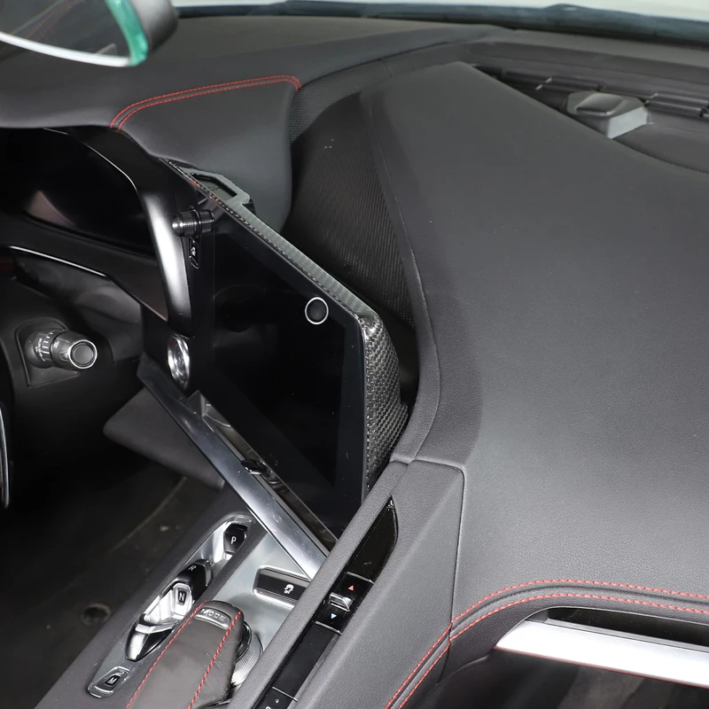 

Для Chevrolet Corvette C8 2020 + автомобильный центр управления, навигационный экран, рамка, декоративная наклейка, аксессуары из настоящего углеродного волокна